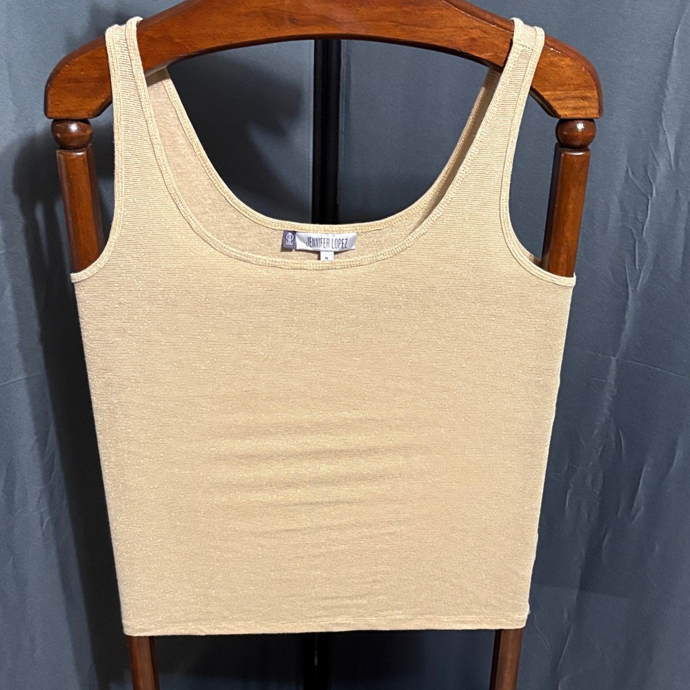 Jennifer Lopez Cream Shimmering Tank Top